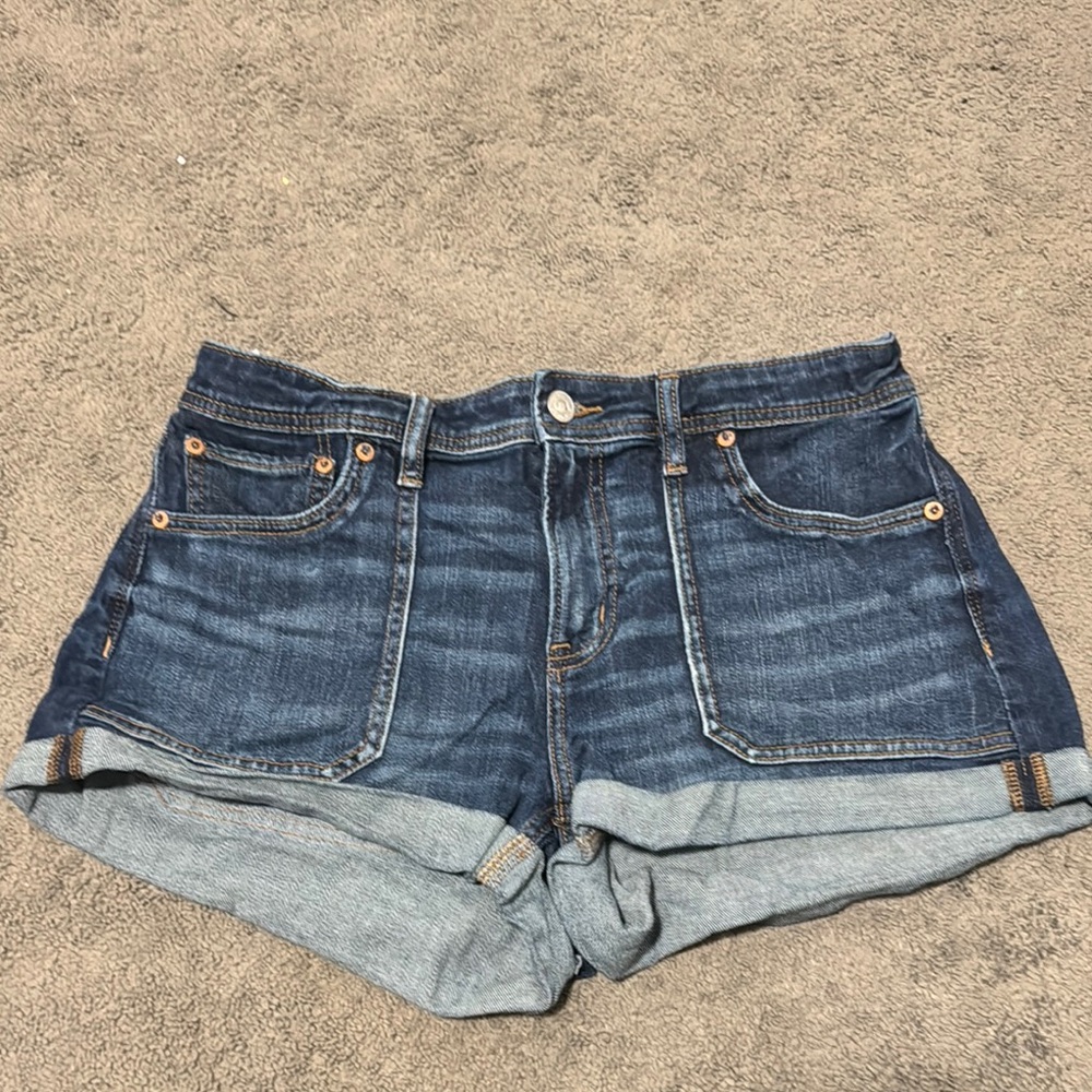 american eagle real good denim stretch shorts